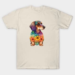 Painted Floral Dachshund T-Shirt